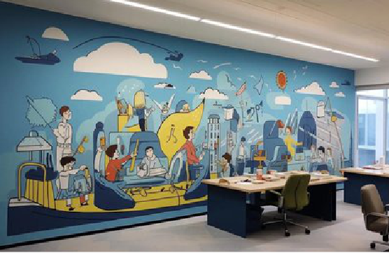 延川办公室墙绘的特点。